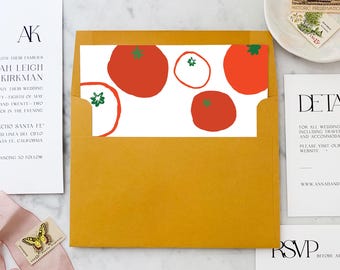 Red Tomatoes Artwork - SET OF 25 Printed Envelope Liners for Invitations