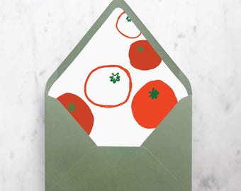 Red Tomatoes Artwork - SET OF 25 Printed Euroflap Envelope Liners for Wedding Invitations