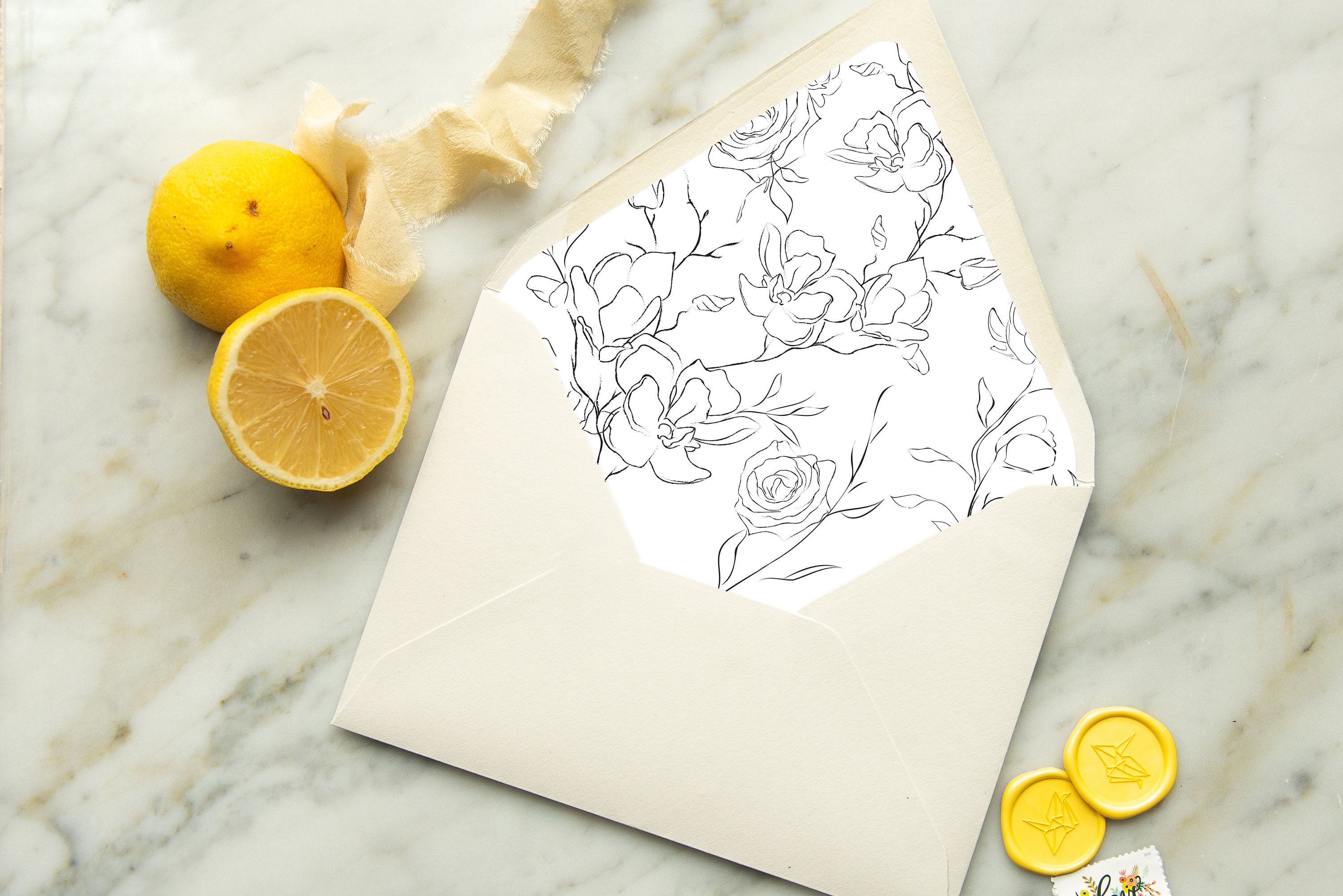The Med Lemons  Printable Envelope Liner – Black Bow Studio