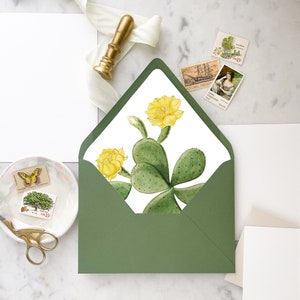 Kaktus Blume Umschlag Liner - SET VON 25, bedruckte Umschlag Liner für Hochzeitseinladungen