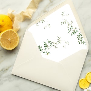 Digital Greenery Vines Envelope Liner Template, Wedding Invitation Digital Download, DIY Envelope Liner