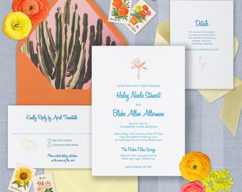 Palm Springs Wedding Invitation Suite: Tropical Floral Design (Digital Download)