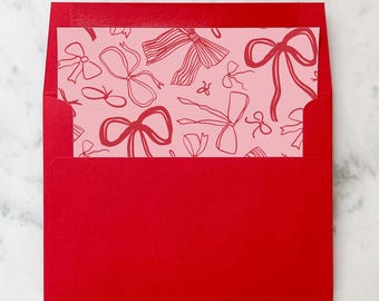 Holiday Pink and Red Bows Collage - SET OF 25 Printed Envelope Liners for Invitations