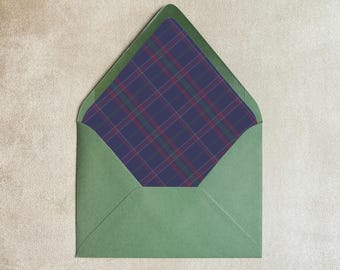 Christmas Plaid Euro Flap Envelope Liners: Set of 10