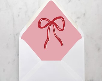 Holiday Pink and Red Bow - SET OF 25 Printed Envelope Liners