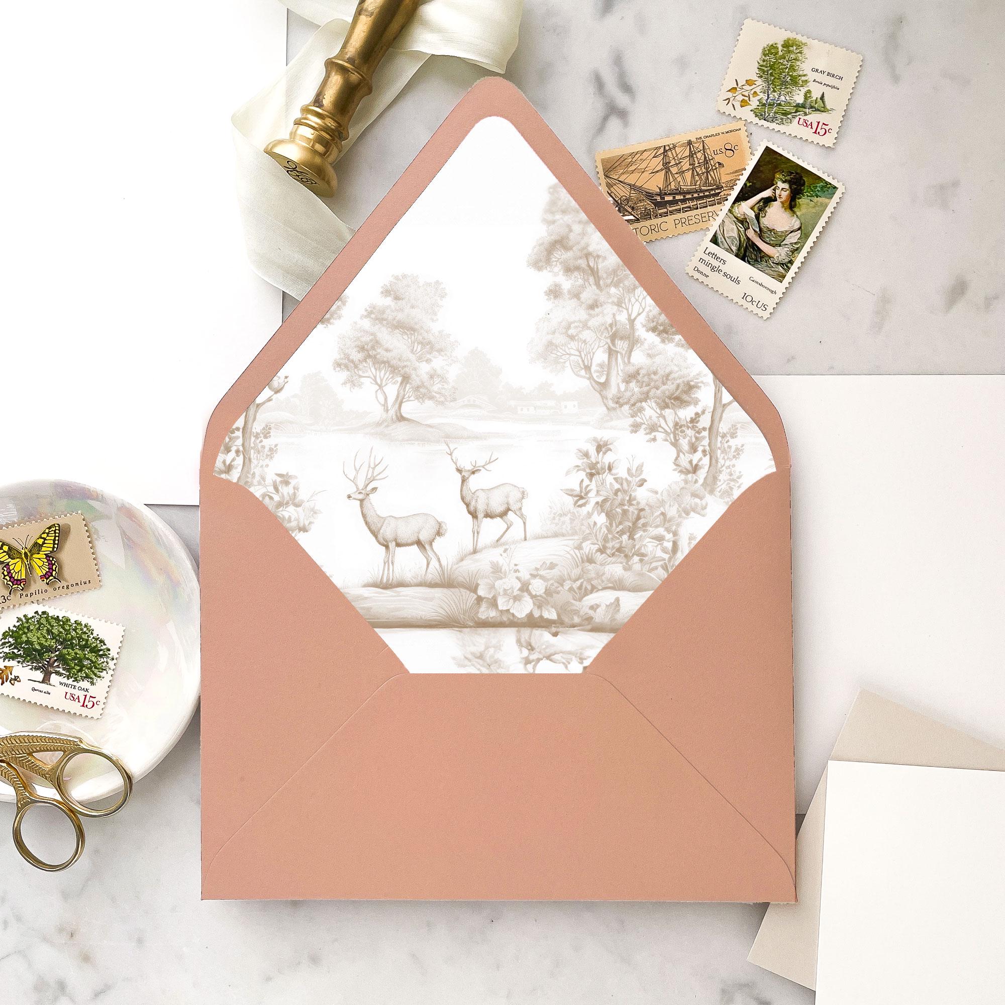 Forest Toile Pattern Envelope Liner - SET OF 25, Printed Envelope Liners for Wedding Invitations