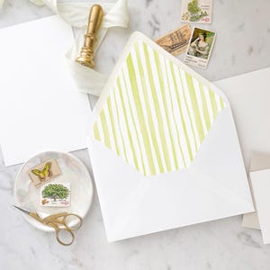 Chartreuse Watercolor Stripes Envelope Liner - SET OF 25, Printed Envelope Liners for Wedding Invitations