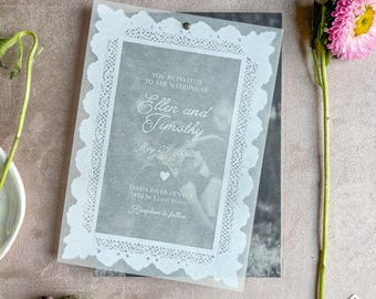 Vellum and Lace Wedding Invitation Set