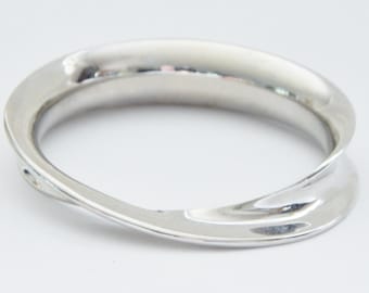 Silver Bangle Bracelet With Curves And Twist - Modern Elegance - Versatile