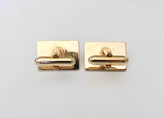 Anson Cufflinks - Goldtone Rectangular With Red O… - image 10
