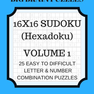 Hexadoku sudoku 16x16 16x16 sudoku sudoku print mega sudoku Digital Download sudoku 16 sudoku hard big sudoku sudoku downloadVol 1 image 1