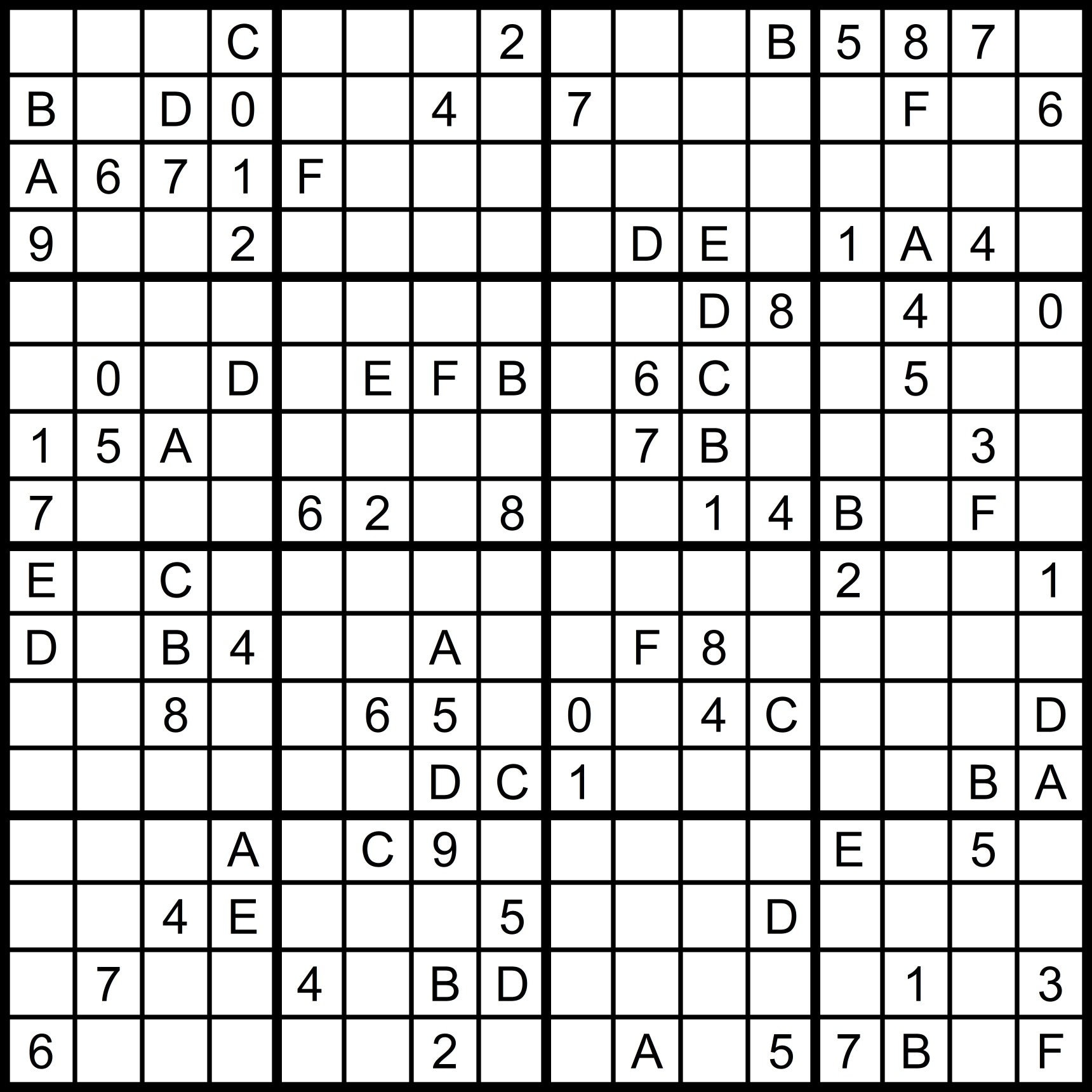 Hexadoku Sudoku 16x16 Sudoku Sudoku Print Mega -