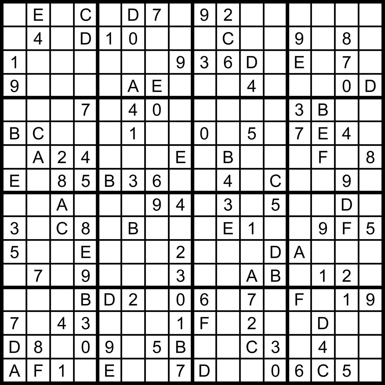 Hexadoku Sudoku 16x16 16x16 Sudoku Sudoku Print Mega Sudoku Digital
