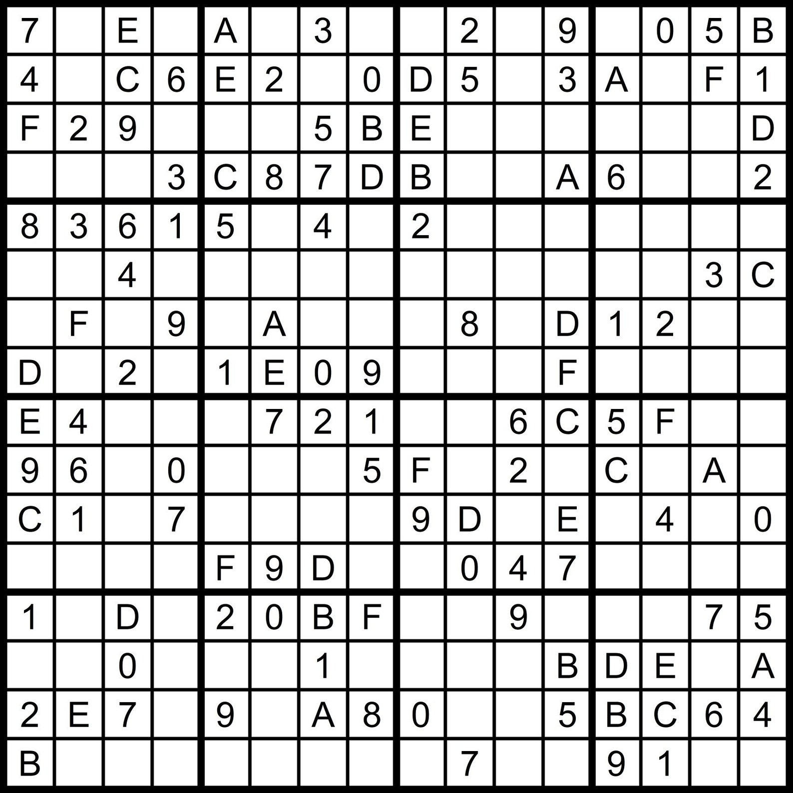 Hexadoku Sudoku 16x16 16x16 Sudoku Sudoku Print Mega Sudoku Digital