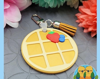 Personalized Waffle Clip on Keychain/Bag Charm