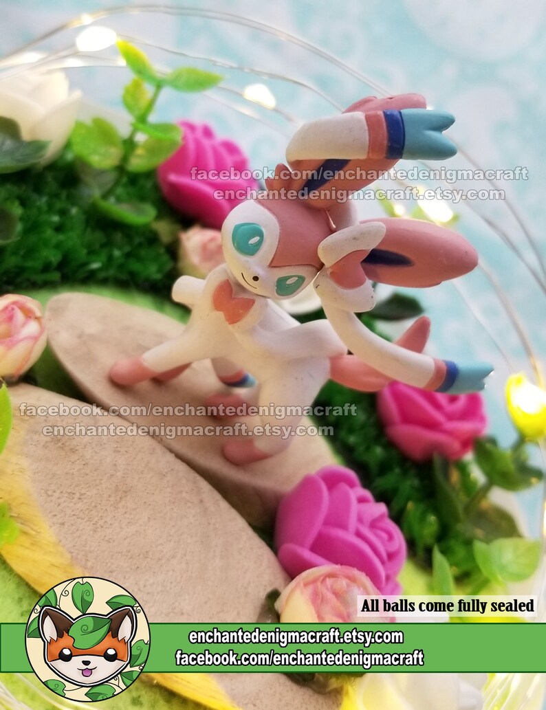 Light Up Sylveon Pokemon Terrarium Diorama Paradise Ball Etsy