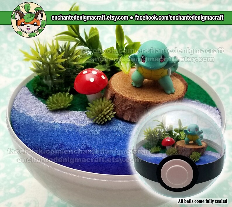Squirtle Pokemon Terrarium Diorama Paradise Ball Large Etsy