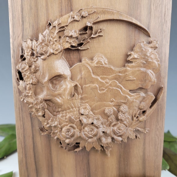 Skull and Moon Cremation Urn