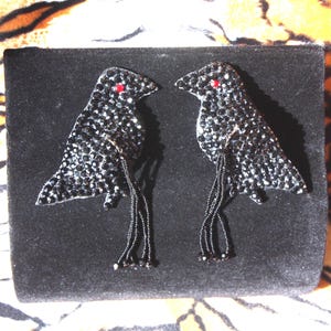 Halloween Pasties Pinup Showgirl Burlesque Goth Psychobilly Crystal Rhinestone Raven Crow Beaded Tassels