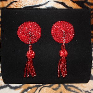 Burlesque Pasties Crystal Rhinestone beaded tassels custom size color pinup showgirl