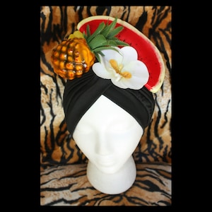 Custom Carmen Miranda Tropical Fruit Turban Tiki Oasis VLV Pinup Burlesque Costume