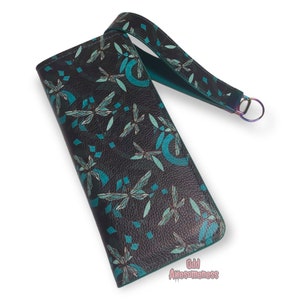 Cartera plegable Dragonfly Sigma de piel sintética de vinilo con llavero a juego