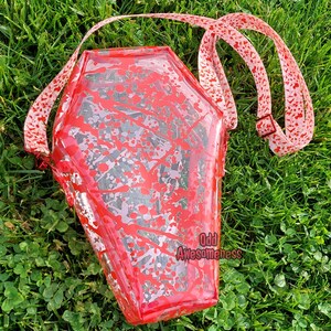 Clear Vinyl Coffin Bag | Jelly Horror Halloween Spooky Vampire Zombie Skulls Dice DND TTRPG | Stadium Concert Handmade Handcrafted USA 90s