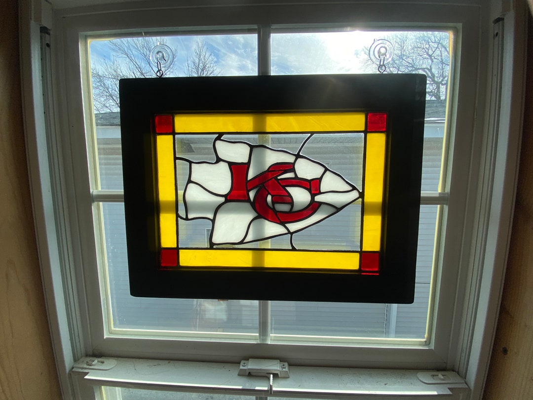 KC Chiefs Stained Glass Window Etsy