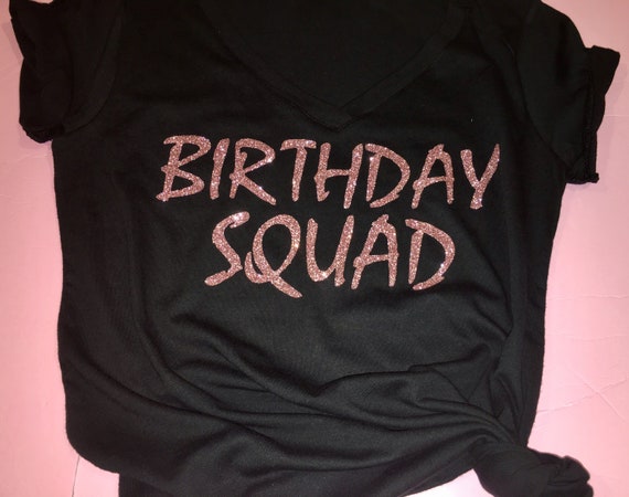 Glitter Birthday Squad Shirts for Women Rosegold Birthday | Etsy