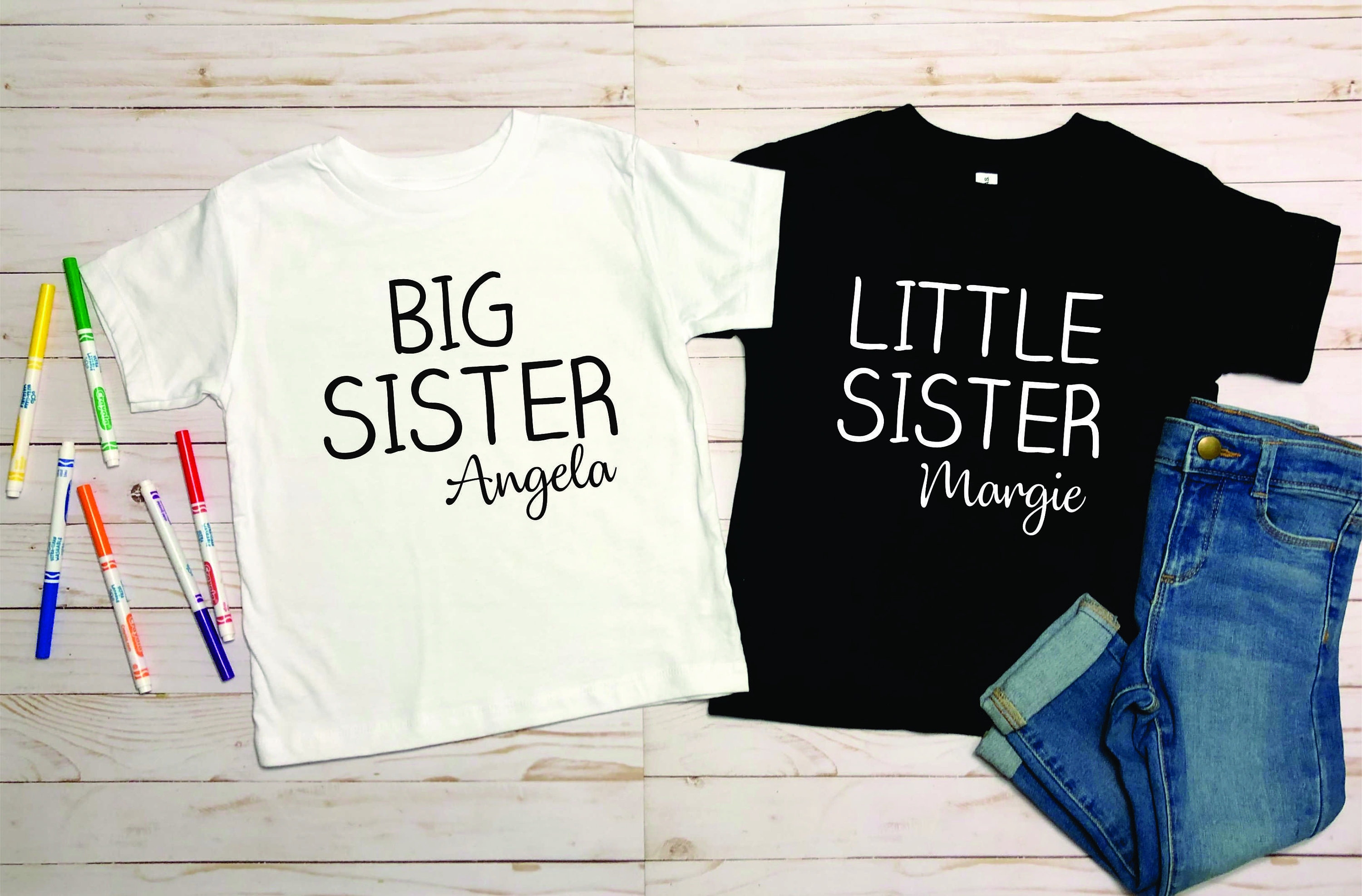 By name Seagull Sandy Big Sister Shirt , Little sister t-shirt , Toddler sisters shirts,  Customized t-shirt with name, Cute sister gift, Siblings t-shirts