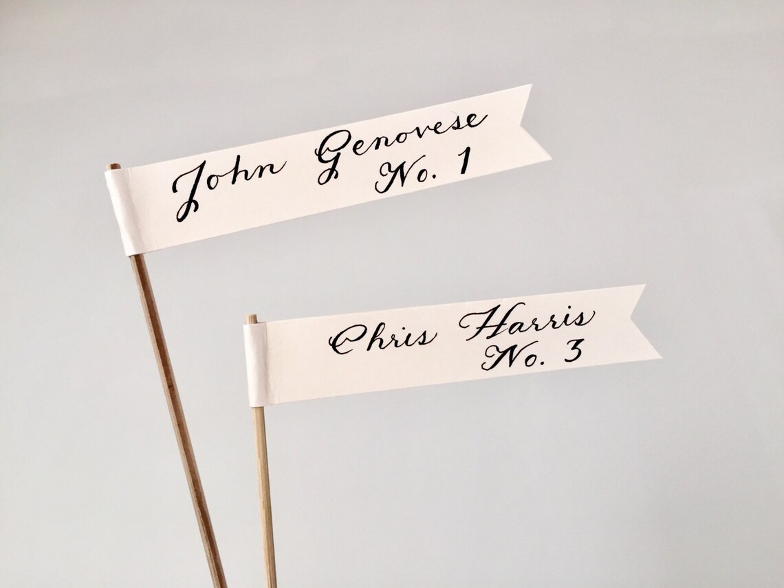 Custom Calligraphy Flag Picks for Escort Cards Treat Labels - Etsy