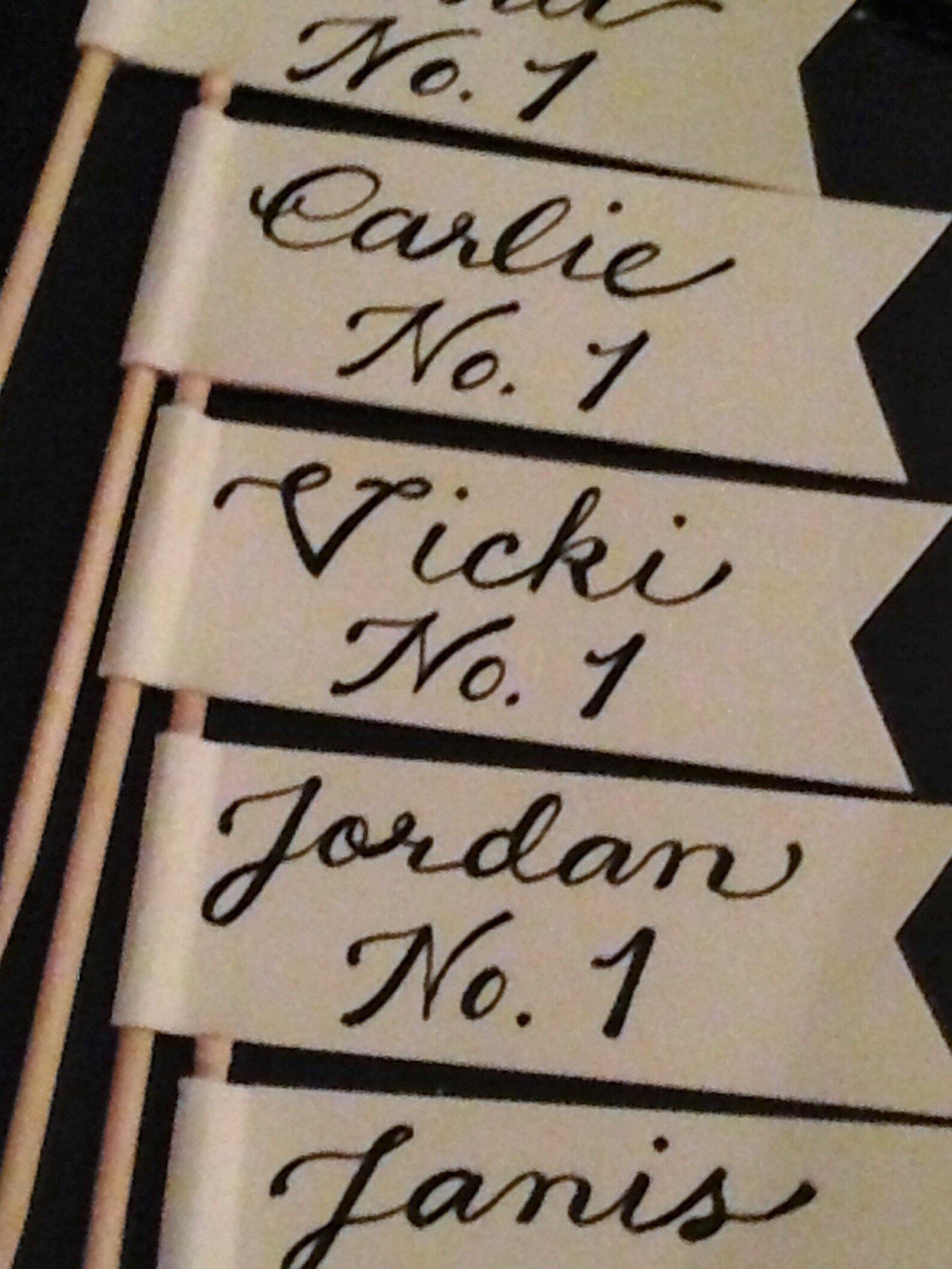 Custom Calligraphy Flag Picks for Escort Cards Treat Labels - Etsy
