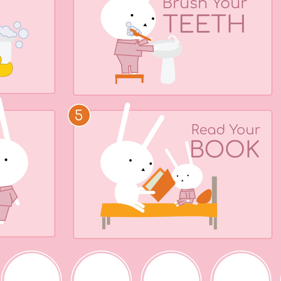 Bedtime Routine Printable Chart for Kids, Girls, Toddlers, Boys. Pink ...