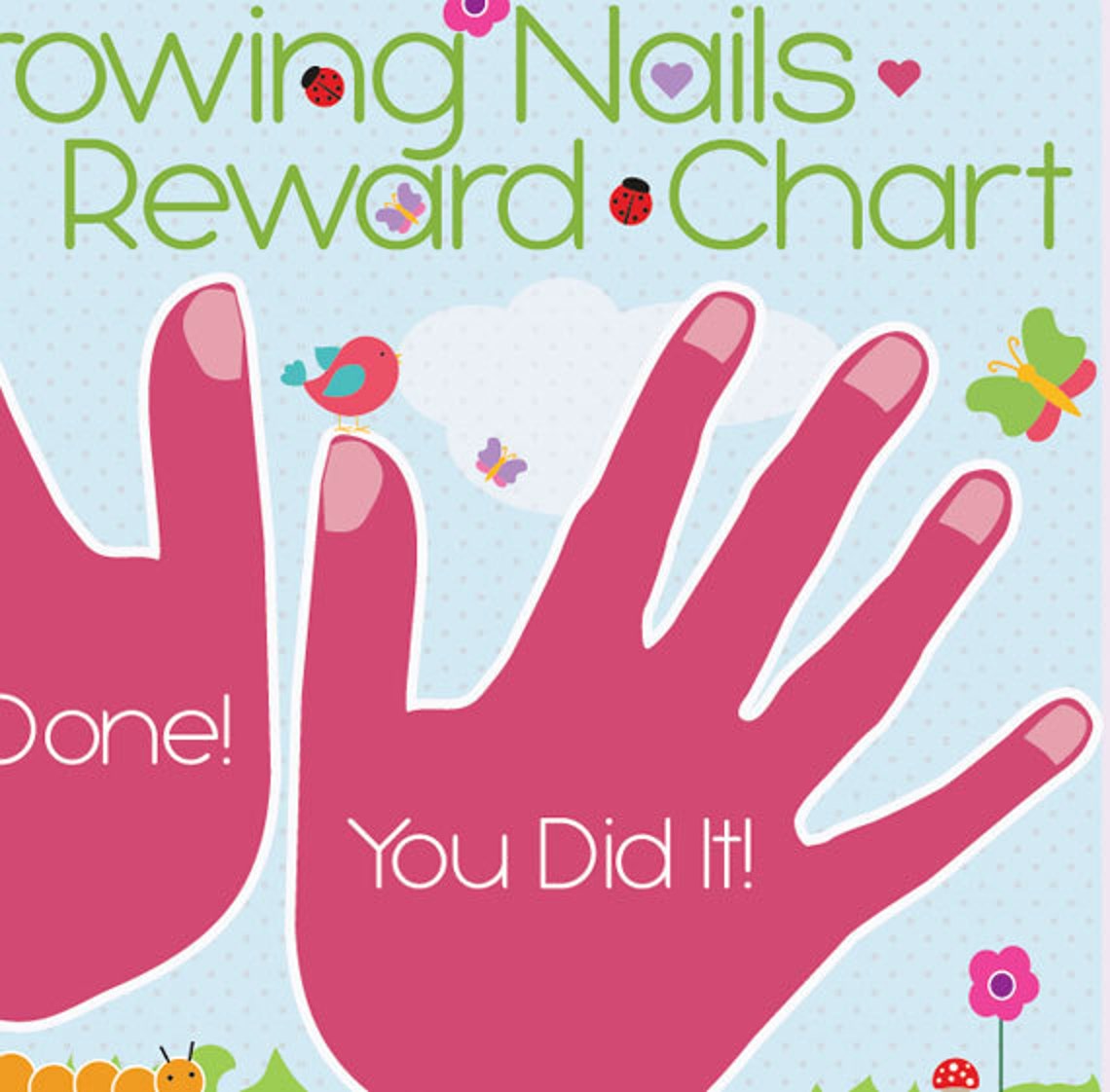 Printable Stop Nail Biting Reward Chart Cute Instant Download PDF