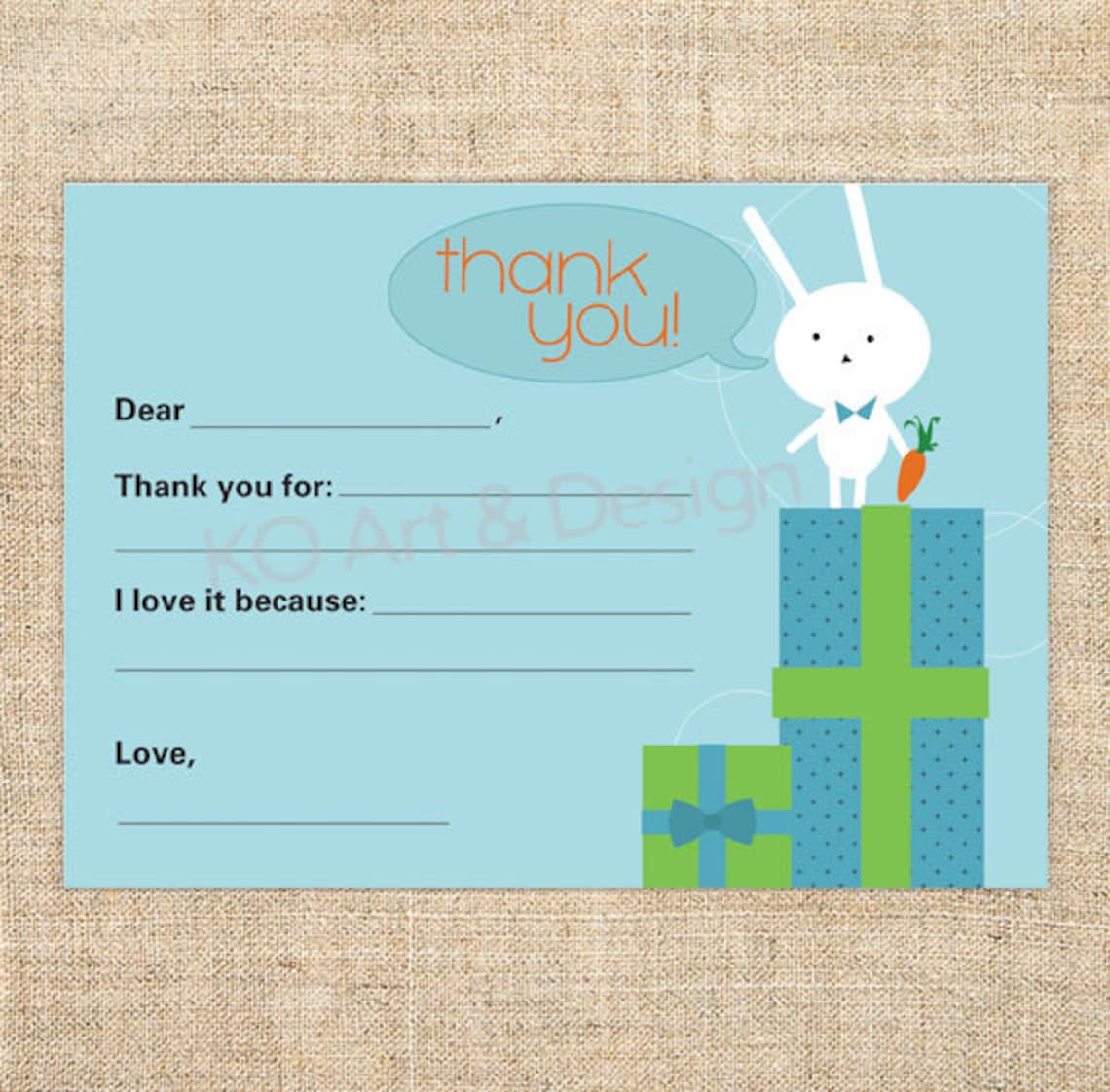 Cute Printable Thank You Note Card Template for Boys and | Etsy