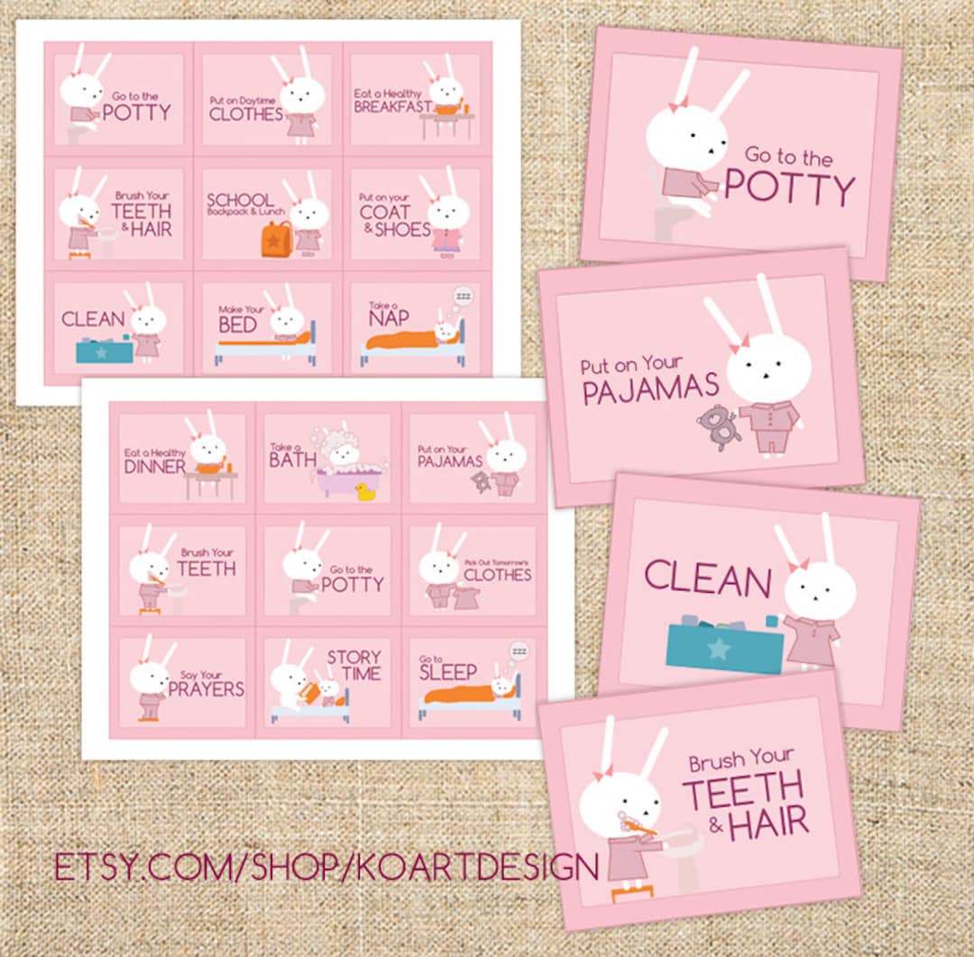 Printable Routine Chart, Morning (day) Cards, Bedtime Routine Cards ...