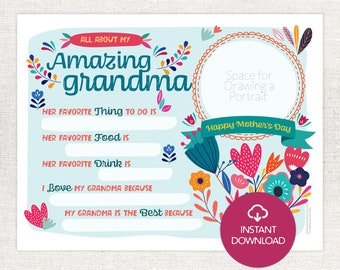 Mother's Day Gift for Grandma - Printable - Grandmother, NeNe, Granny, Grandmother, GiGi Instant Download