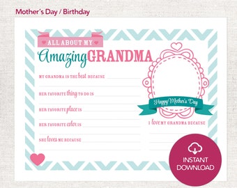 Regalo per la festa della mamma per la nonna - Download immediato stampabile - Nonna, NeNe, Nonna, Nonna, GiGi
