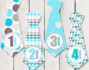 Precut Ties Monthly Milestone Tie Stickers for Boys Monthly | Etsy