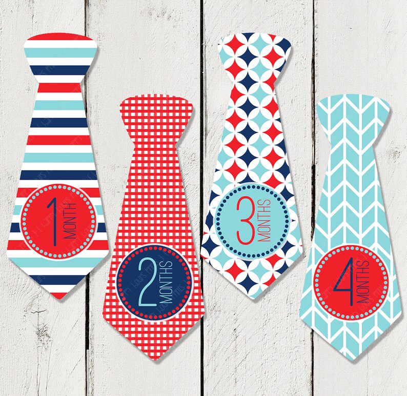 Precut Ties Monthly Milestone Tie Stickers for Boys Monthly Etsy