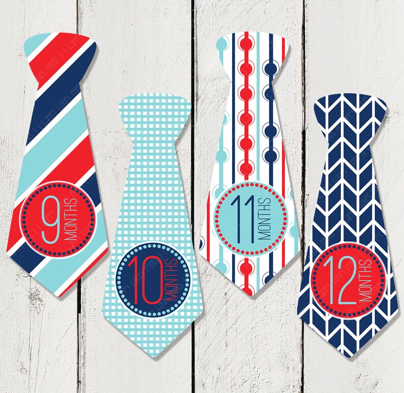 Precut Ties Monthly Milestone Tie Stickers for Boys Monthly Etsy