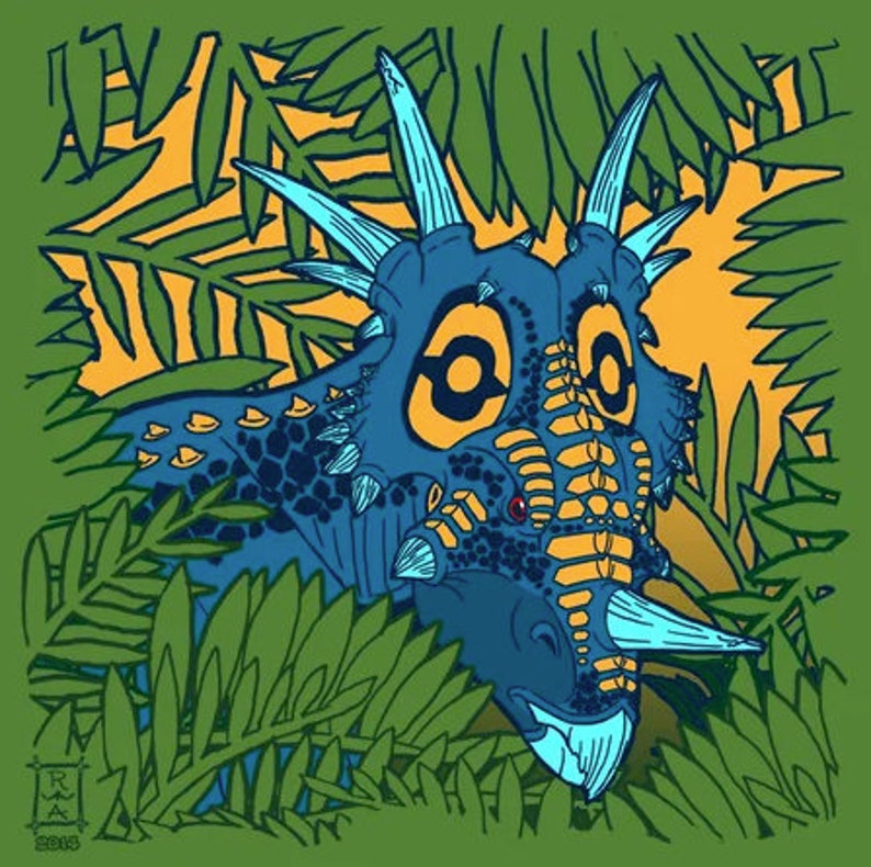 Styracosaurus Jungle Dino Shirt Dinosaur Triceratops Styracosaurus T-Shirt Science Tee image 1