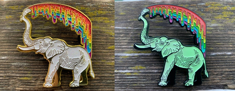 Elephant/'s Rainbow \u2022 Lucky Elephant Enamel Pin \u2022 Glitter \u2022\u00a0Glow-In-The-Dark \u2022 Elephant Gift \u2022 Pride \u2022 Lapel Pin