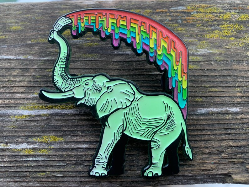 Elephant/'s Rainbow \u2022 Lucky Elephant Enamel Pin \u2022 Glitter \u2022\u00a0Glow-In-The-Dark \u2022 Elephant Gift \u2022 Pride \u2022 Lapel Pin