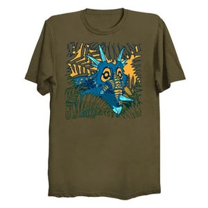 Styracosaurus Jungle Dino Shirt Dinosaur Triceratops Styracosaurus T-Shirt Science Tee Military Green