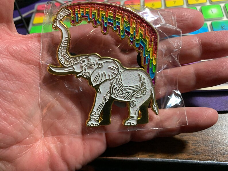Elephant/'s Rainbow \u2022 Lucky Elephant Enamel Pin \u2022 Glitter \u2022\u00a0Glow-In-The-Dark \u2022 Elephant Gift \u2022 Pride \u2022 Lapel Pin
