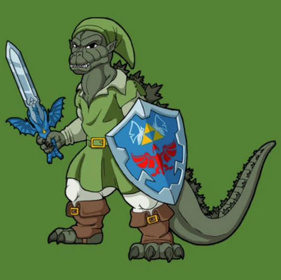 Hero of Monsters - Godzilla Shirt Nintendo Legend of Zelda Kaiju Gojira Link T-Shirt Video Game Tee