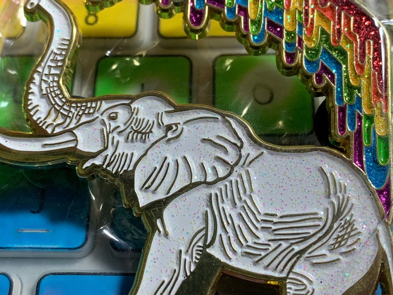 Elephant/'s Rainbow \u2022 Lucky Elephant Enamel Pin \u2022 Glitter \u2022\u00a0Glow-In-The-Dark \u2022 Elephant Gift \u2022 Pride \u2022 Lapel Pin