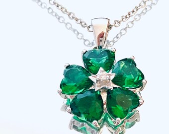 P7927 Floral Green Mt St Helens Helenite Heart Shape Cluster Sterling Silver Pendant Gift for Her