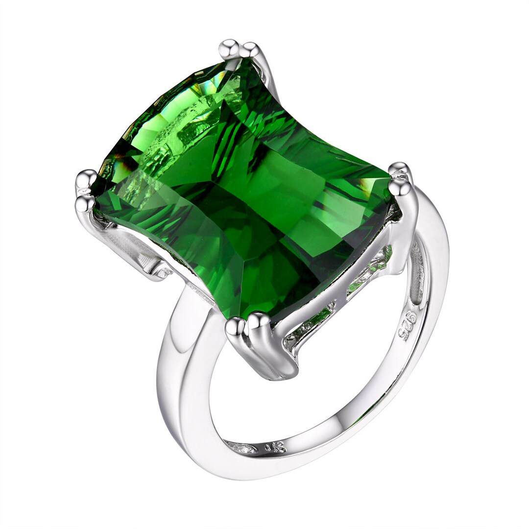 Helenite Rings R4190 Unique Style Mt St Helens Helenite Concave Cut Solitaire Sterling ...